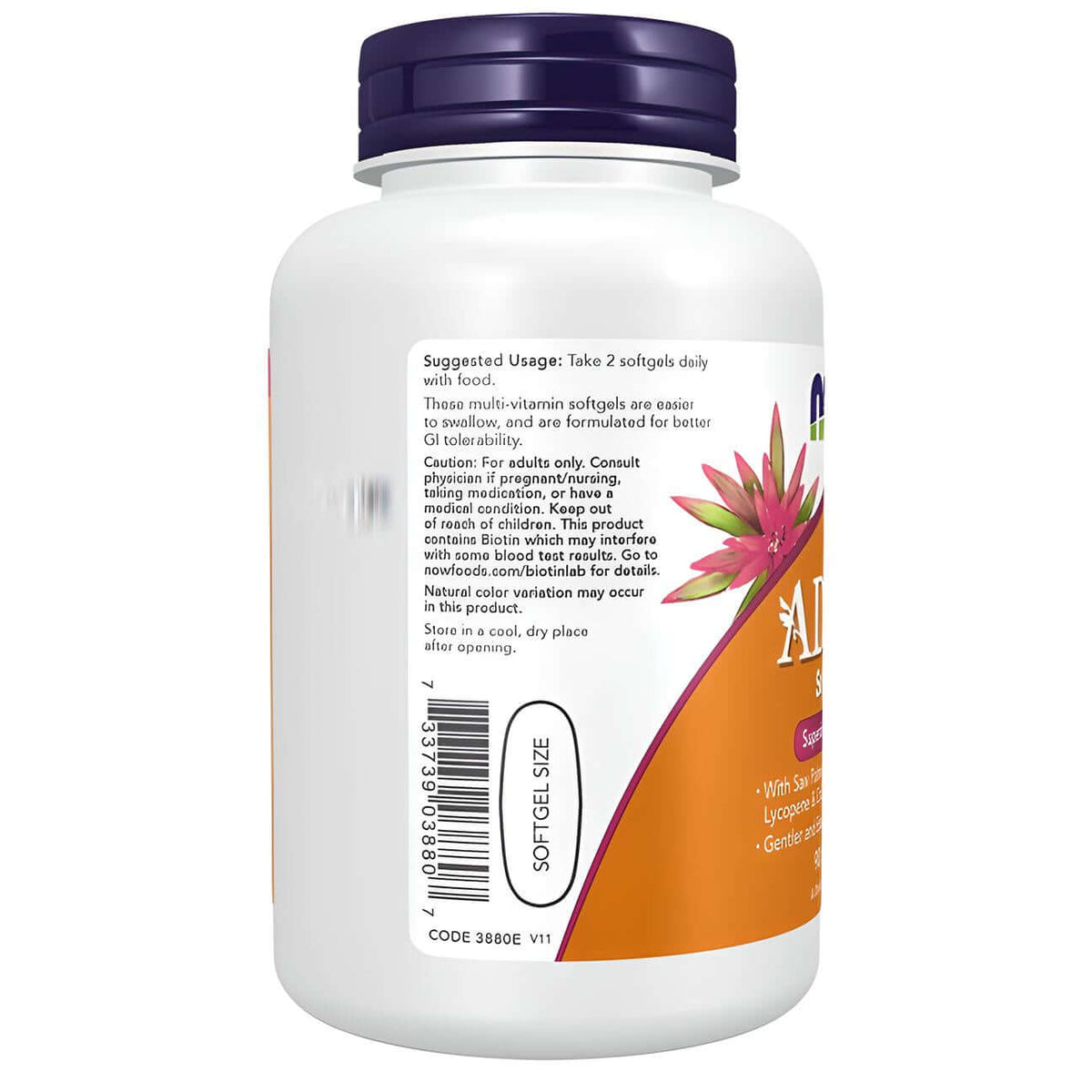 NOW Foods Adam Multi-Vitamin Label 2
