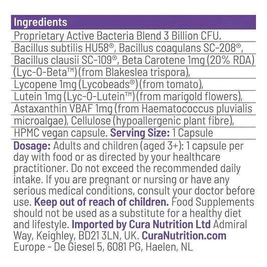 Cura Nutrition Cura Sporebiotics Nutrition Facts