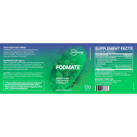Microbiome Labs FODmate Nutrition Facts