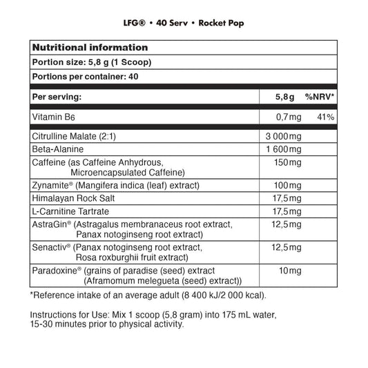 Bucked Up LFG Nutrition Facts