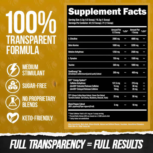 Alpha Lion SuperHuman Pre Workout Nutrition Facts