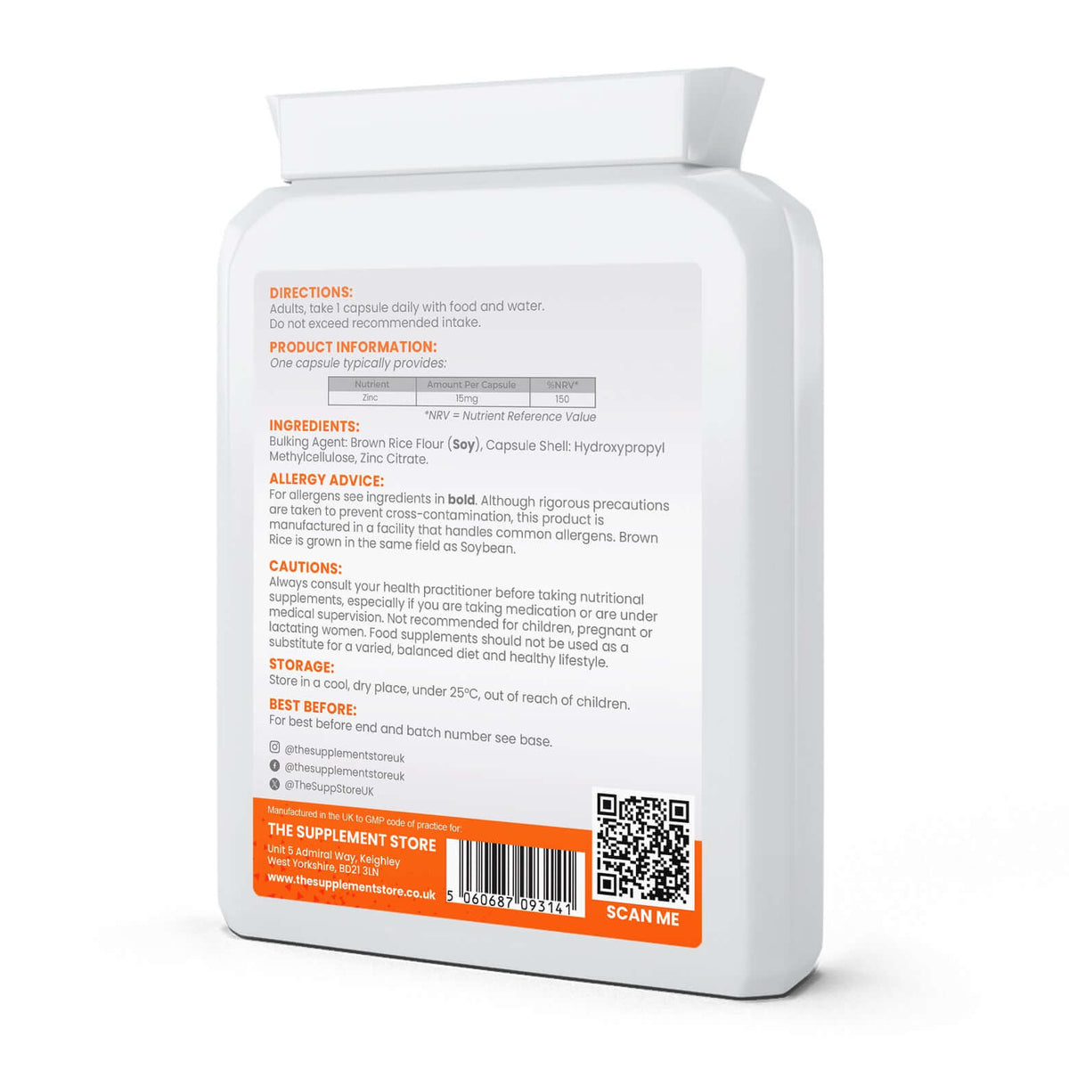 The Supplement Store Zinc Capsules Size: 120 Capsules