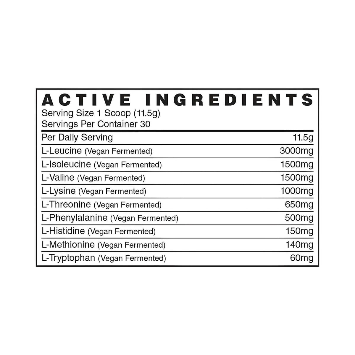 Naughty Boy Amino Nutrition Facts