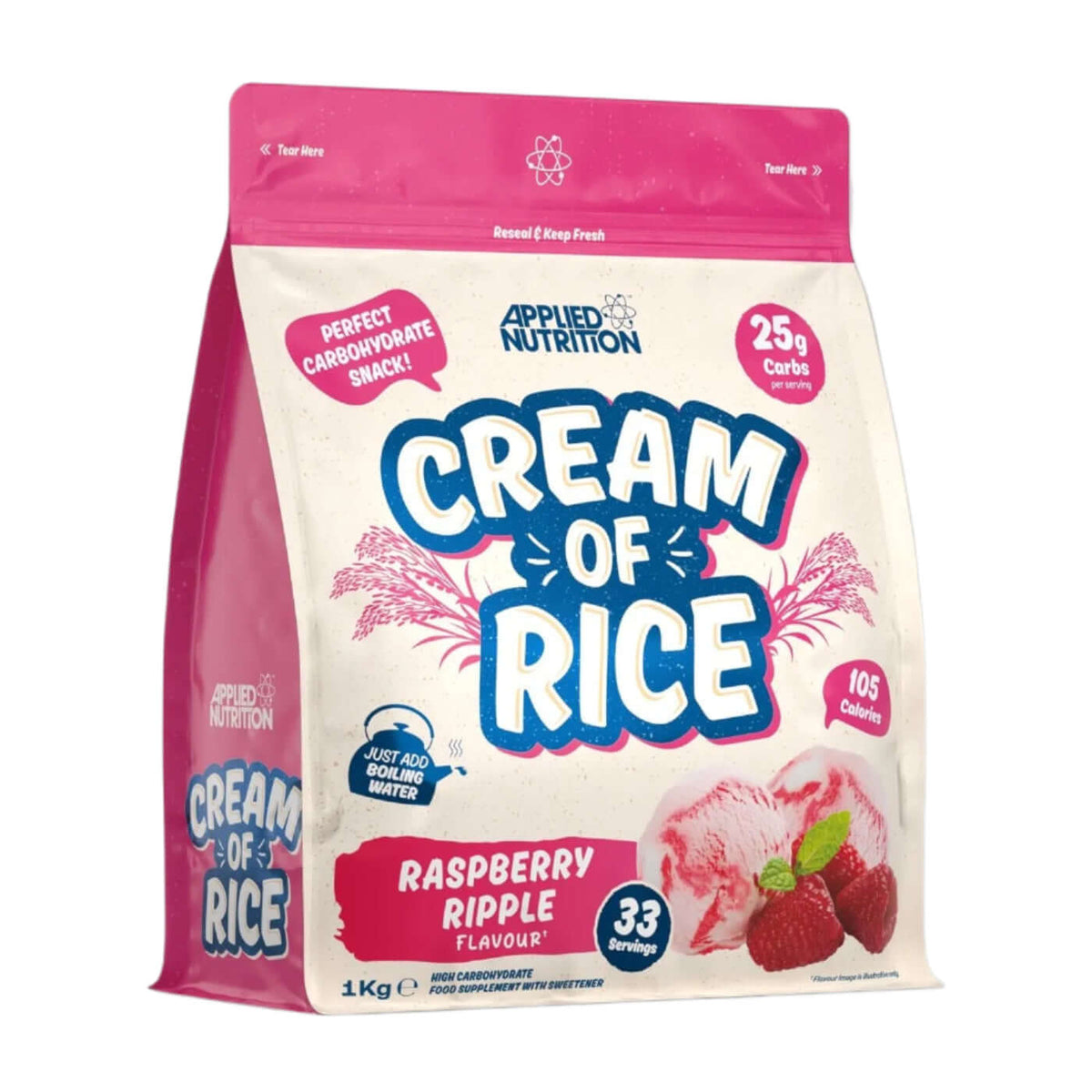 Applied Nutrition Cream of Rice Size: 1kg Flavour: Raspberry Ripple