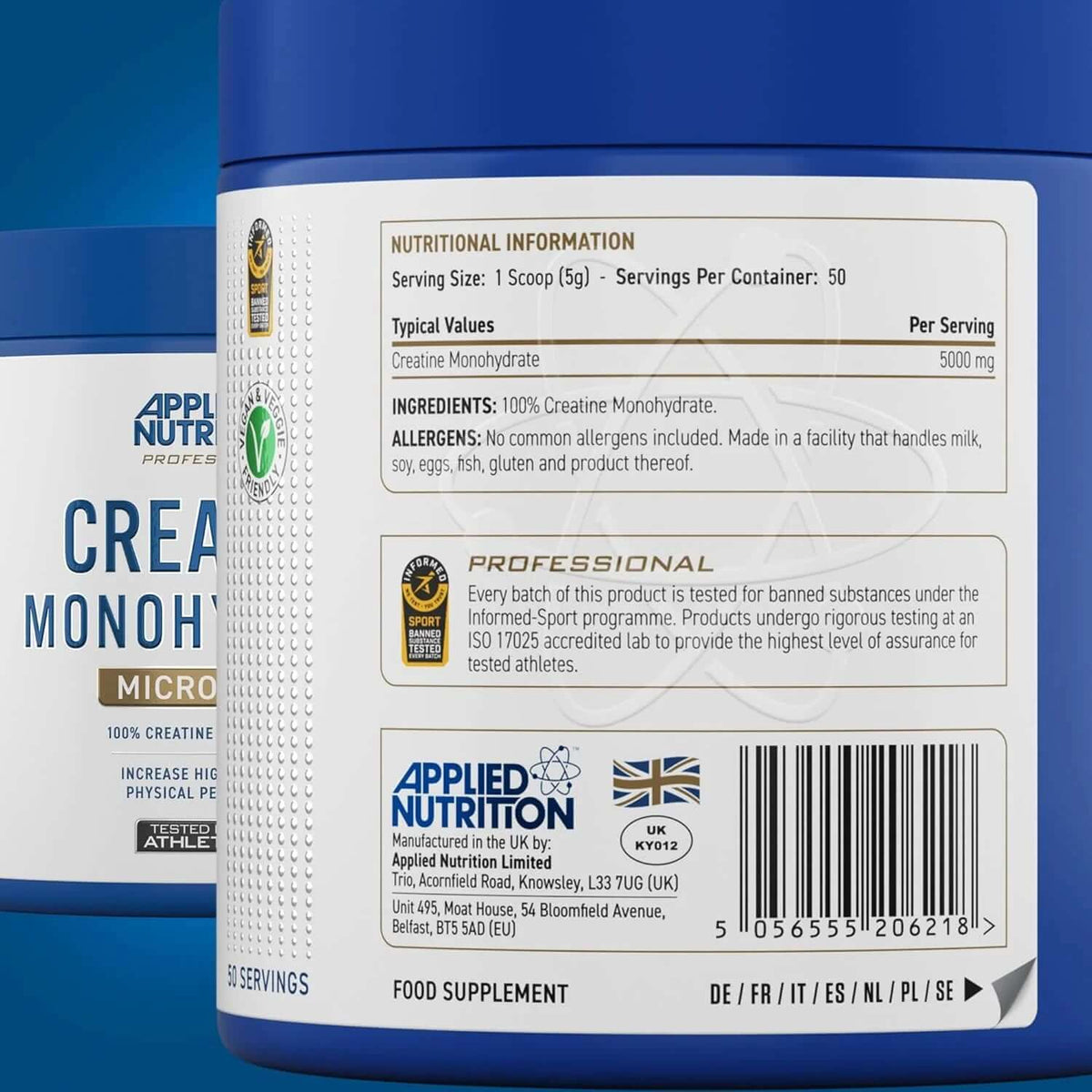 Applied Nutrition Creatine Monohydrate Nutrition Facts