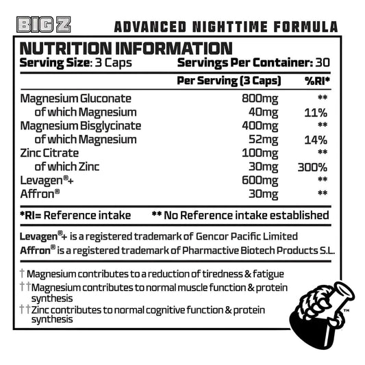 Beast Pharm Big Z Capsules Nutrition Facts