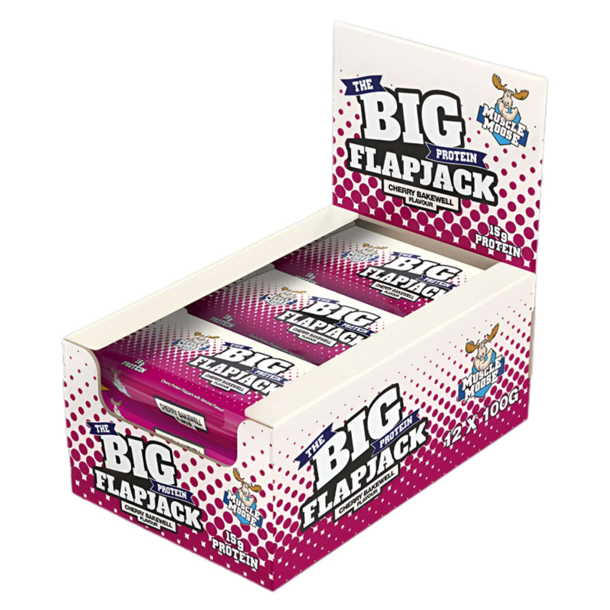 Muscle Moose Big Protein Flapjacks Size: 12 x 100g Flavour: Cherry Bakewell