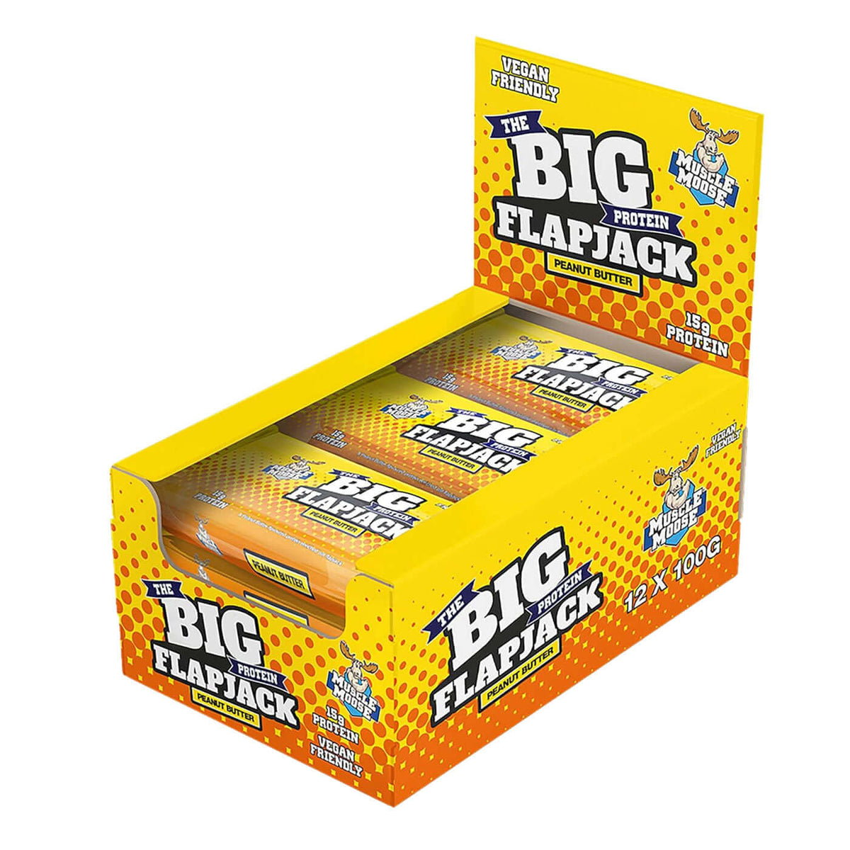 Muscle Moose Big Protein Flapjacks Size: 12 x 100g Flavour: Peanut Butter