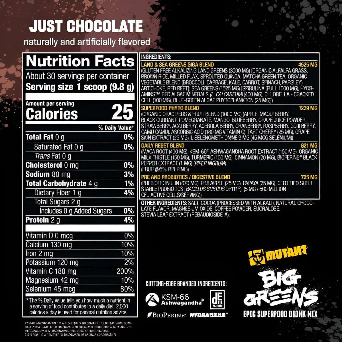 Mutant Big Greens Nutrition Facts