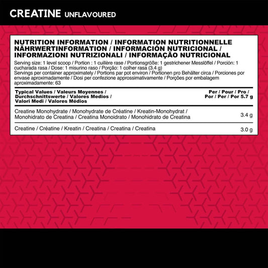 BSN Creatine Monohydrate Nutrition Facts