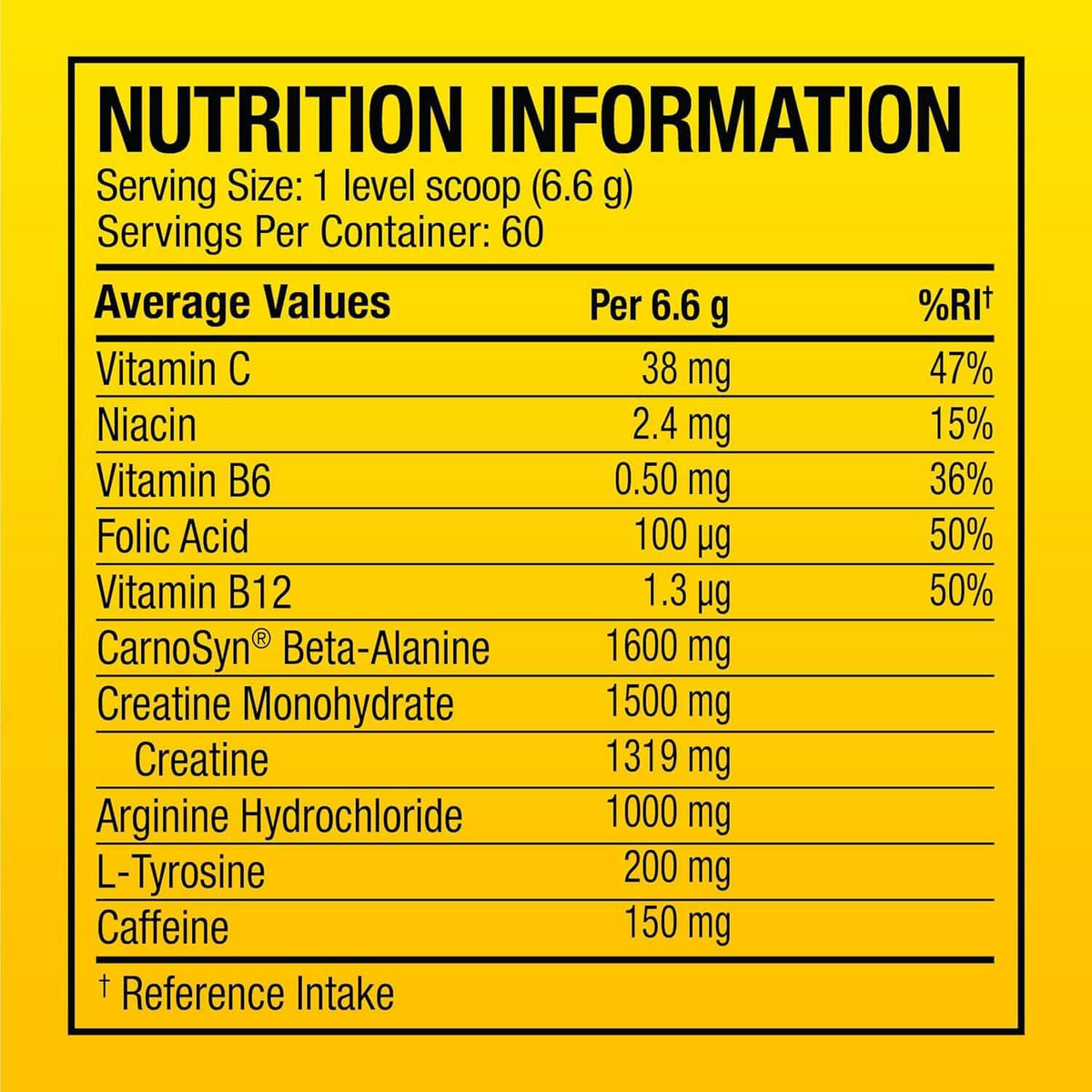 Cellucor C4 Original Nutrition Facts