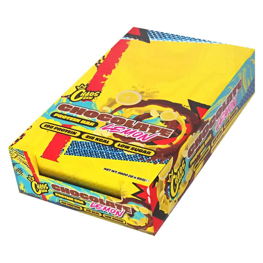 Chaos Crew Protein Bars Size: Box of 12 Flavour: Chocolate Lemon