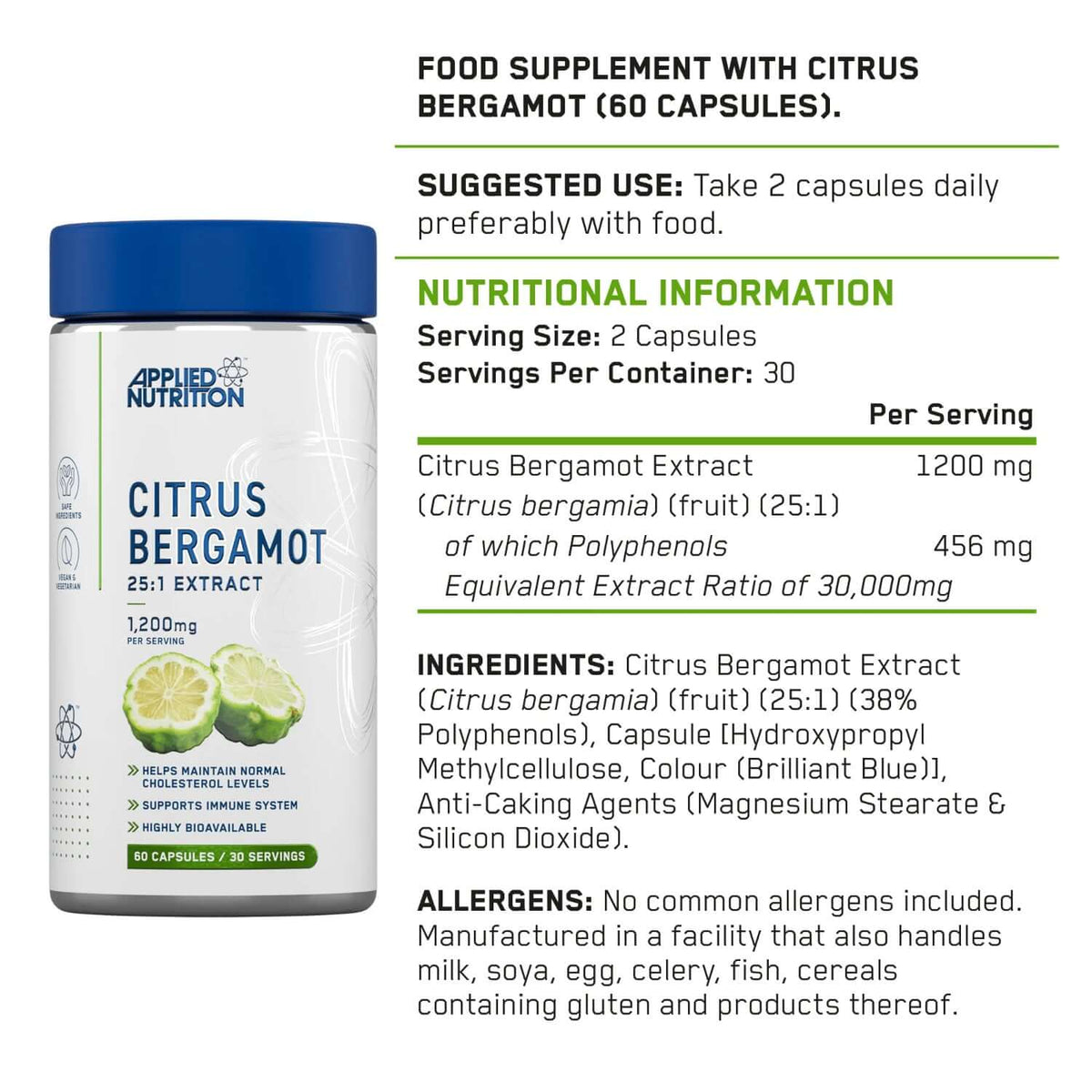 Applied Nutrition Citrus Bergamot Nutrition Facts