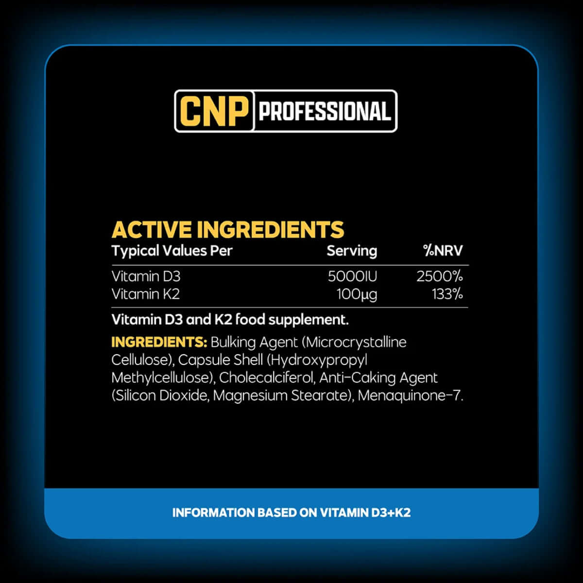 CNP Vitamin D3 + K2 Nutrition Facts