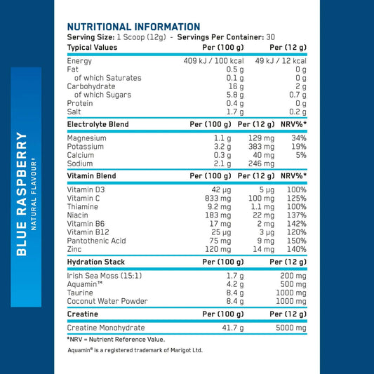 Applied Nutrition Creatine + Hydration Nutrition Facts