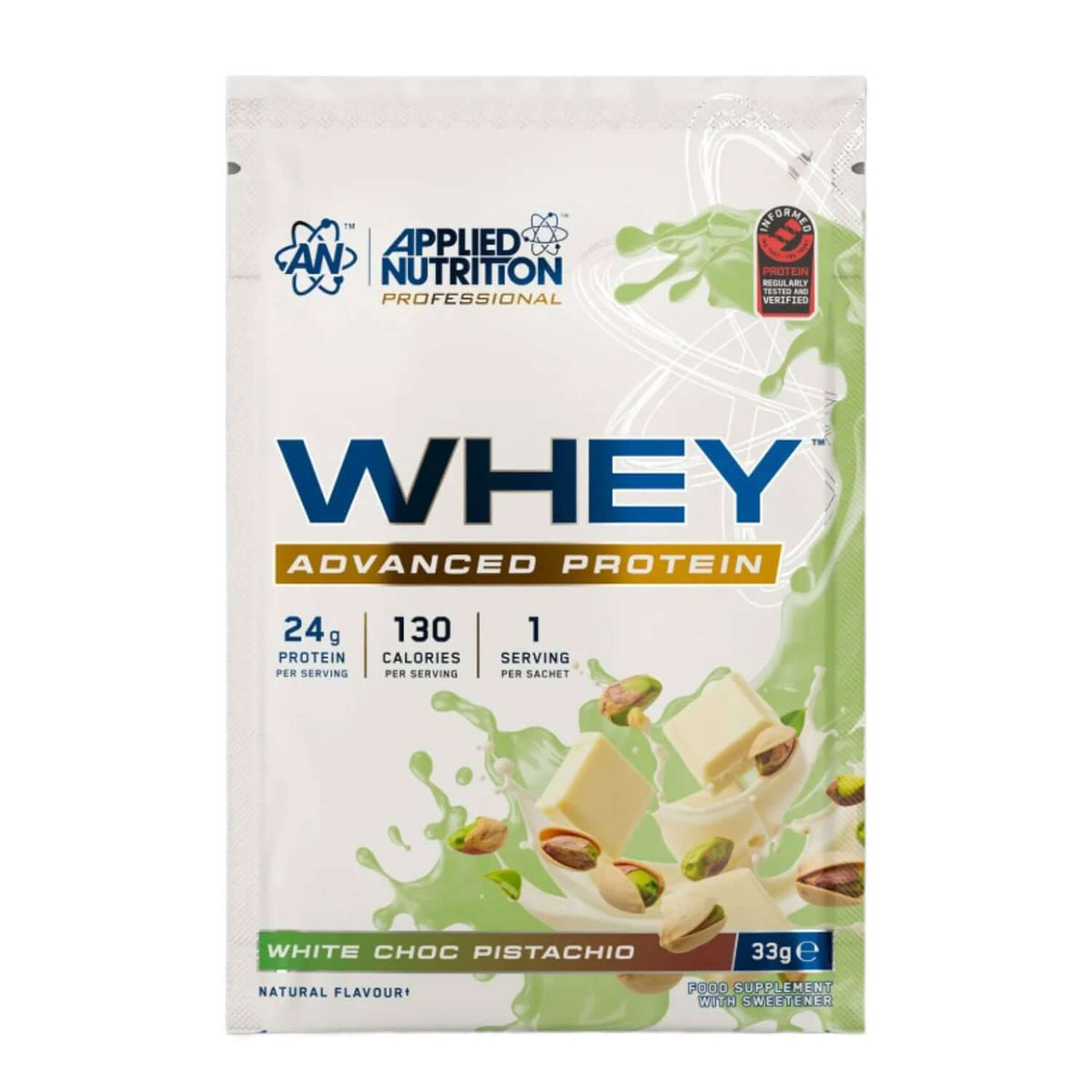 Applied Nutrition Critical Whey Sample Sachet Size: 33g Flavour: White Chocolate Pistachio