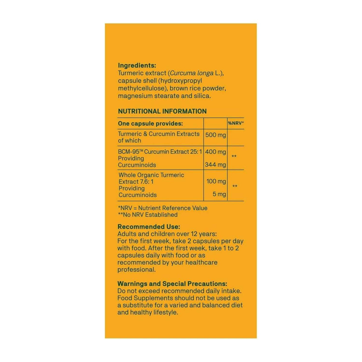 Natroceutics Curcumin Complete Nutrition Facts