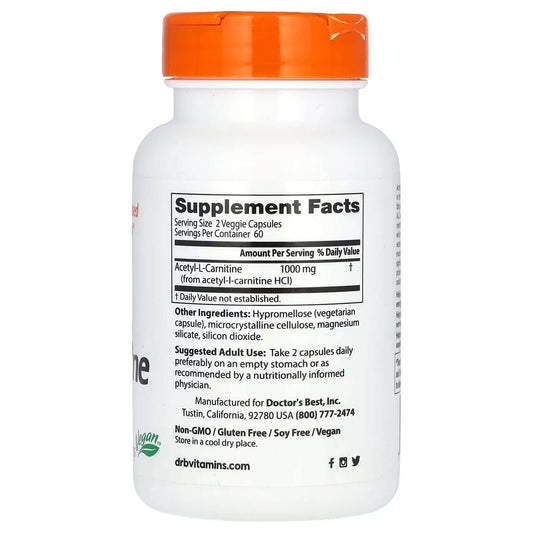 Doctor's Best Acetyl L Carnitine 500mg Nutrition Facts