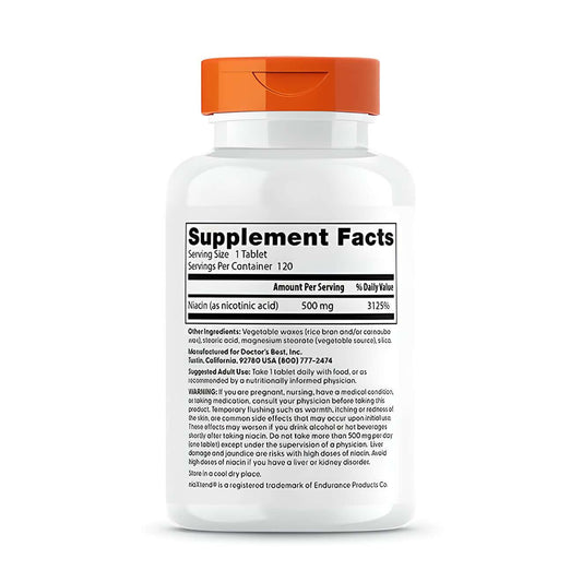 Doctor's Best Time Release Niacin 500mg Nutrition Facts