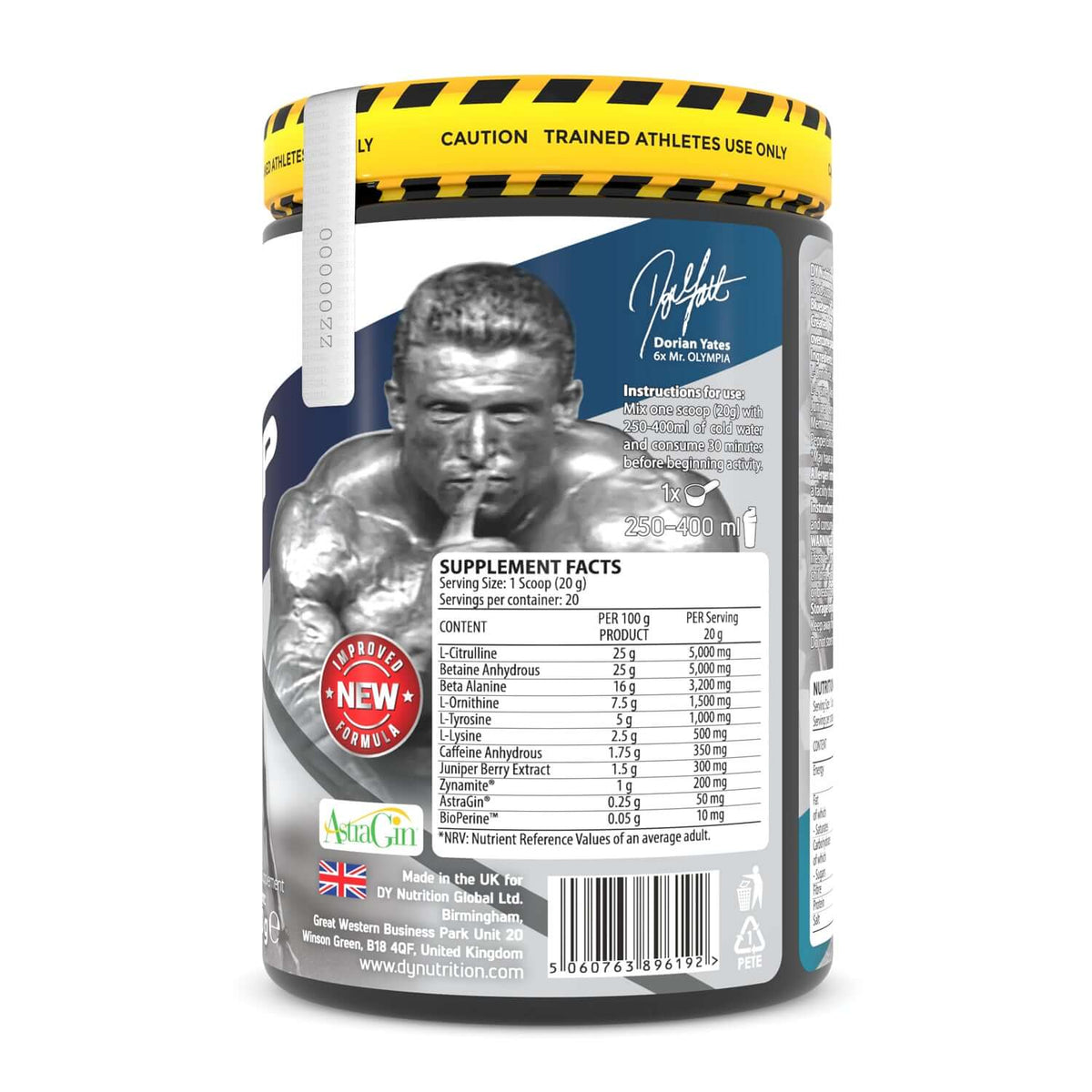 Dorian Yates Nutrition NOX Pump Ultimate Pre-Workout Label 2