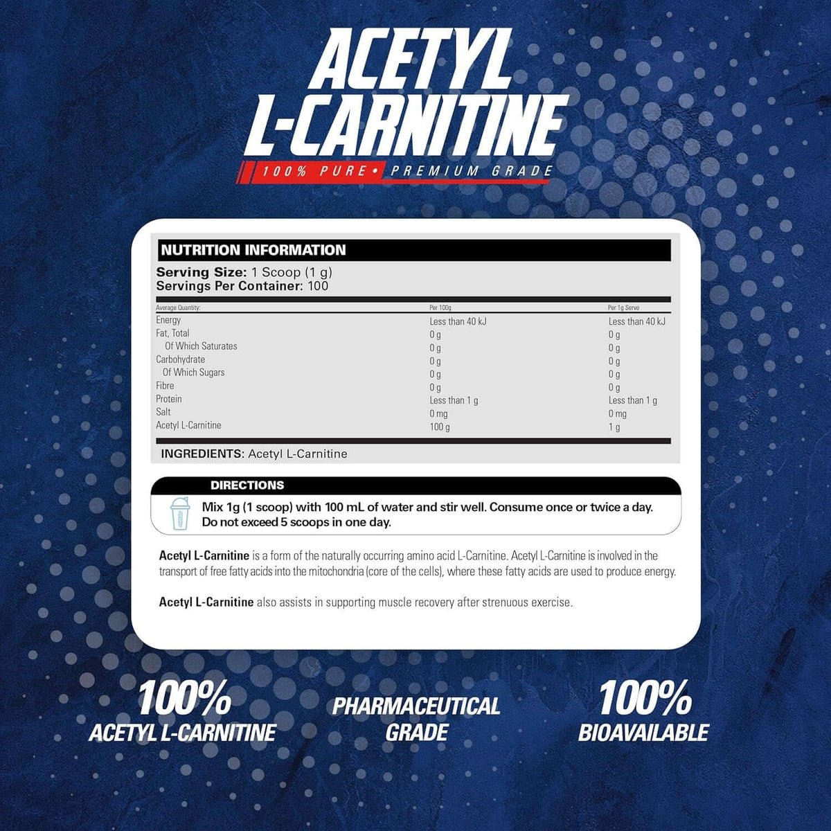 EHP Labs Acetyl L-Carnitine Nutrition Facts