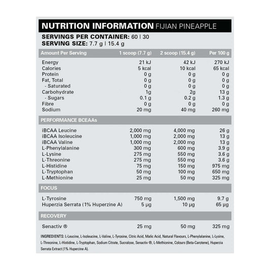 EHP Labs Beyond BCAA + EAA Nutrition Facts