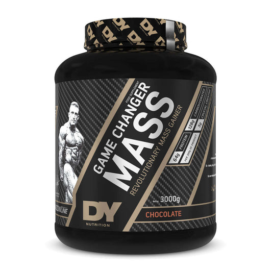 Dorian Yates Game Changer Mass 3kg Chocolate. Mass gainer supplement for muscle growth. 64g protein per serving.