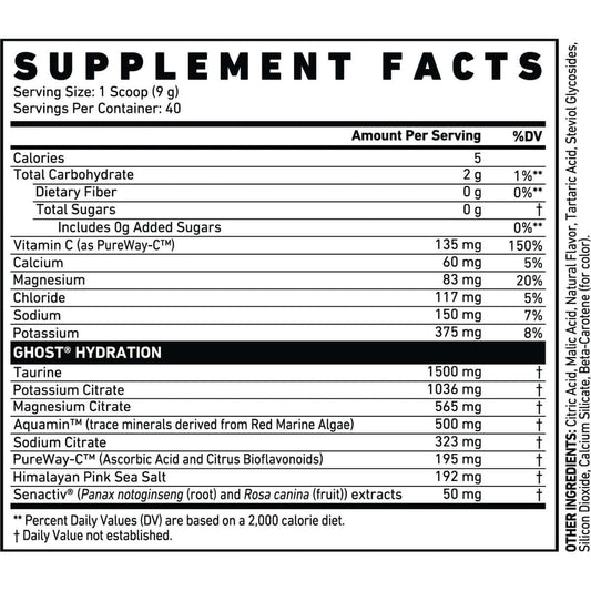 Ghost Hydration Nutrition Facts