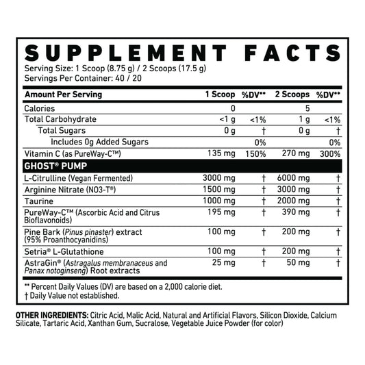 Ghost Pump Nutrition Facts