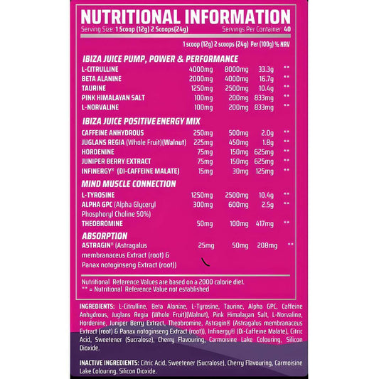 Gorillalpha Ibiza Juice Nutrition Facts