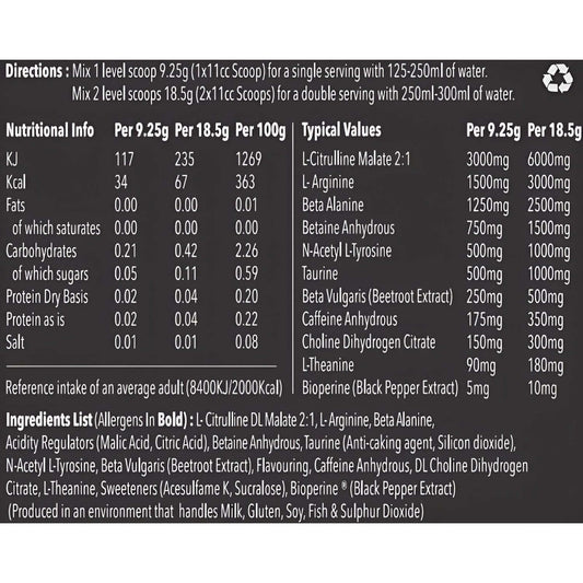 Murdered Out Insidious Nutrition Facts