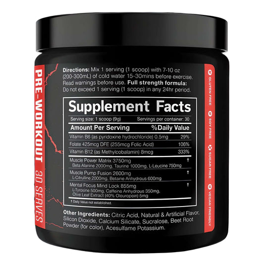 JNX Sports The Shadow Nutrition Facts