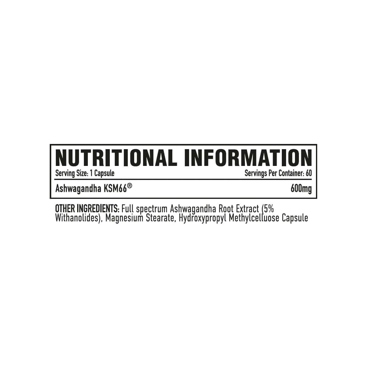 Per4m KSM-66 Ashwaghanda Nutrition Facts