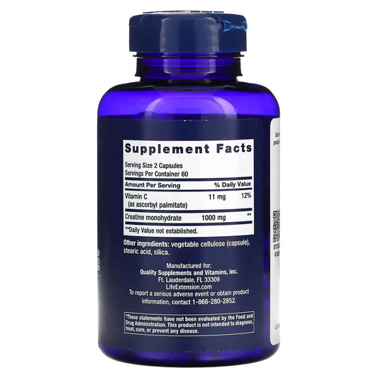Life Extension Creatine Capsules Nutrition Facts