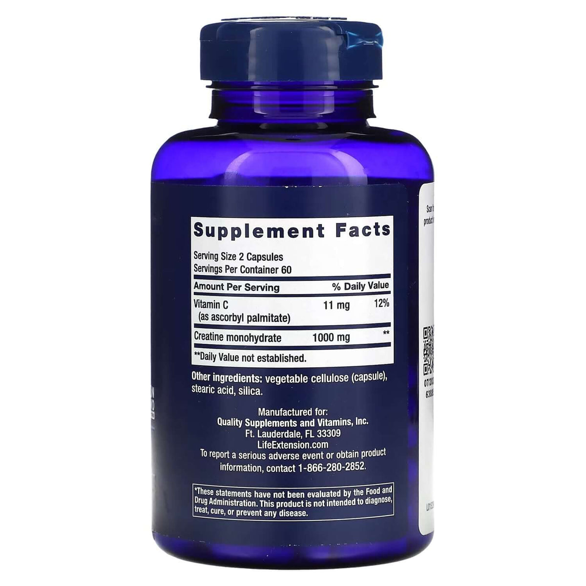 Life Extension Creatine Capsules Nutrition Facts
