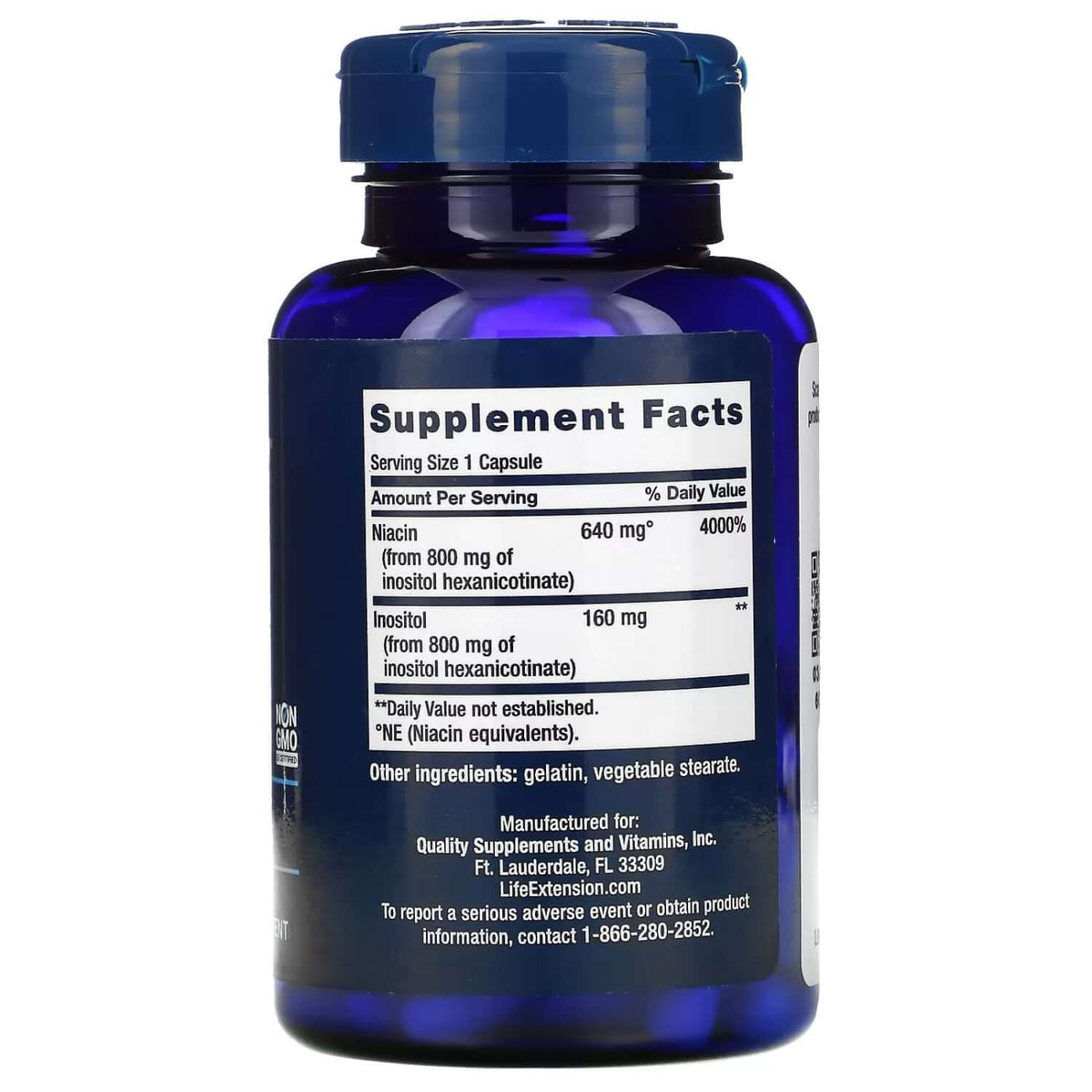 Life Extension No Flush Niacin Nutrition Facts