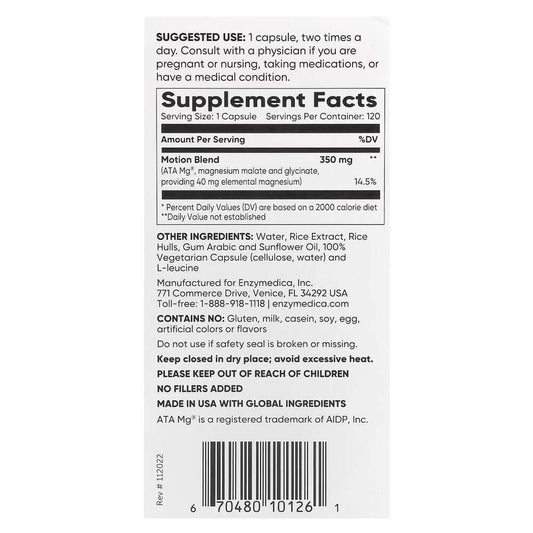 Enzymedica Magnesium Motion Nutrition Facts