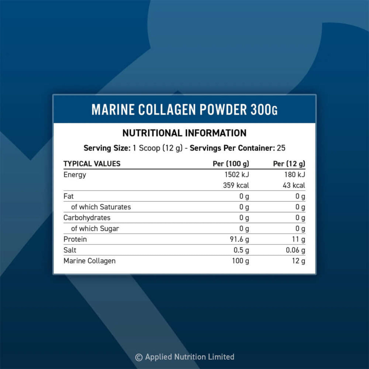Applied Nutrition Marine Collagen Nutrition Facts