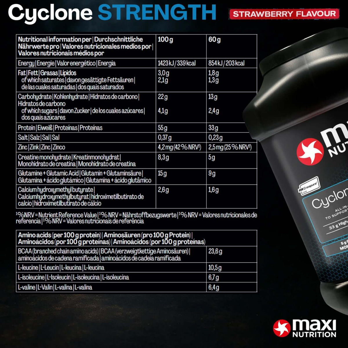 Maxi Nutrition Cyclone Nutrition Facts