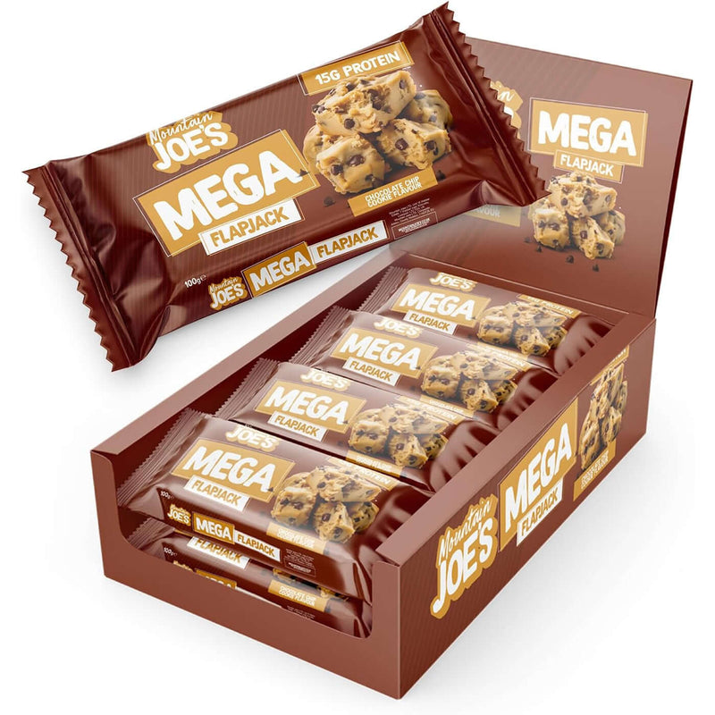 Mountain Joe's Mega Flapjacks Size: 12 x 100g Flavour: Chocolate Chip Cookie