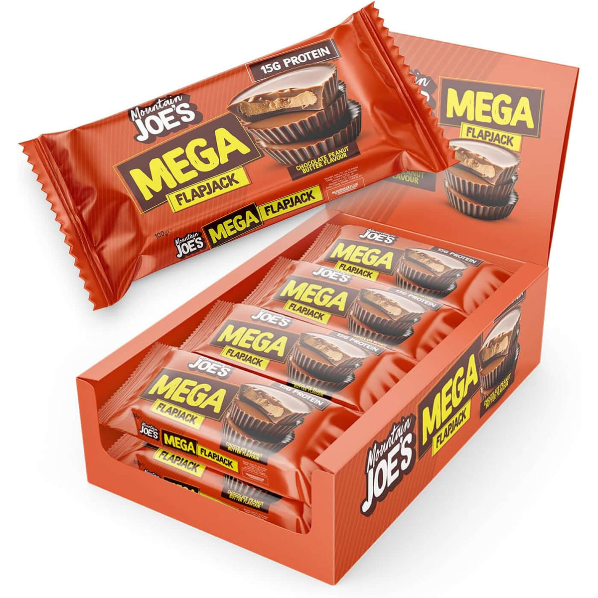 Mountain Joe's Mega Flapjacks Size: 12 x 100g Flavour: Chocolate Peanut Butter
