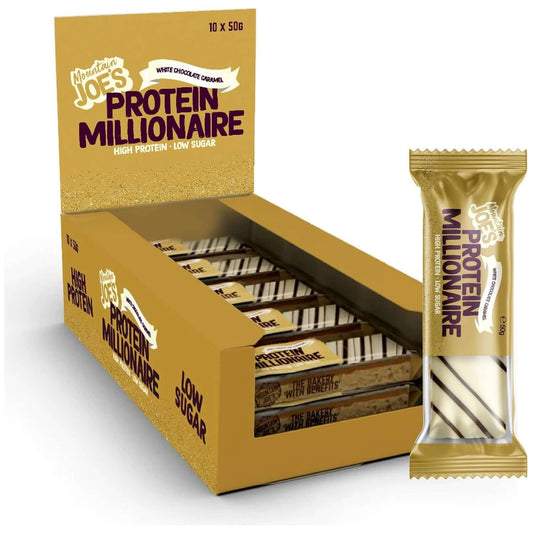 Mountain Joe's Millionaire Bars Size: 10 x 50g Flavour: White Chocolate Caramel