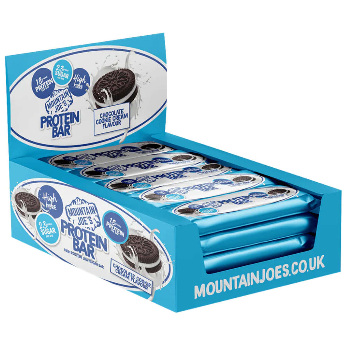 Mountain Joe's Protein Bars Size: 12 x 55g Flavour: Chocolate Cookie Cream