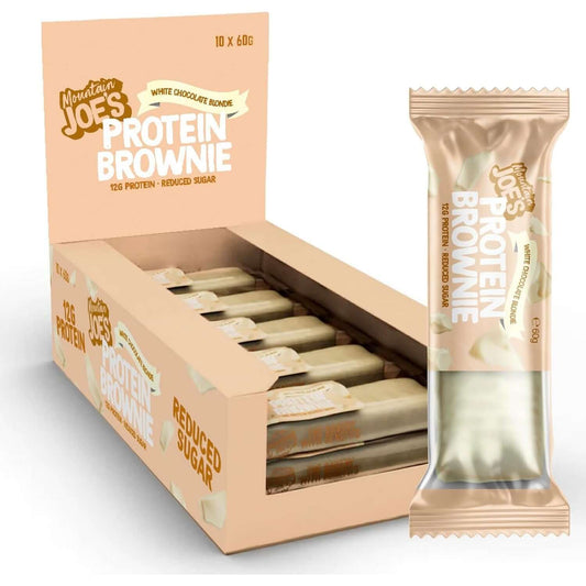 Mountain Joe's Protein Brownies Size: 10 x 60g Flavour: White Chocolate Blondie