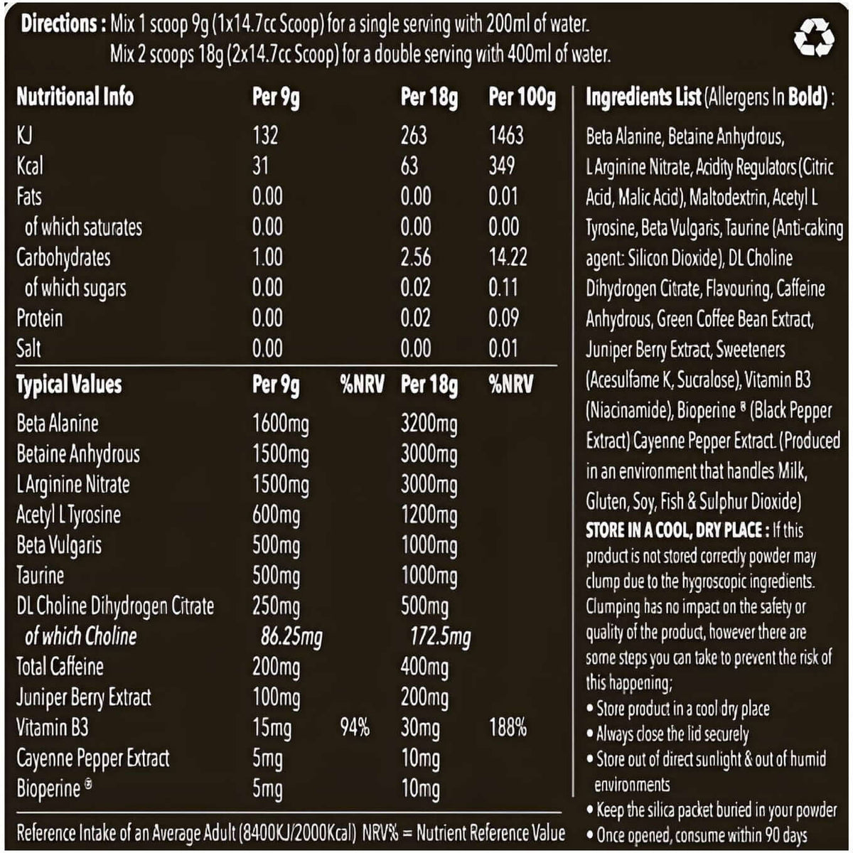 Murdered Out Shook Nutrition Facts
