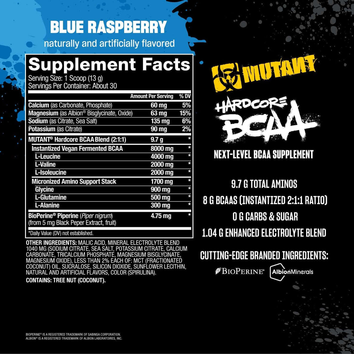 Mutant Hardcore BCAA Powder Nutrition Facts