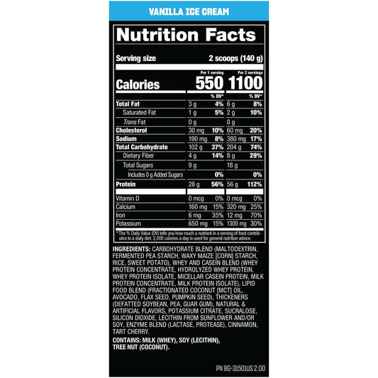 Mutant Mass Nutrition Facts