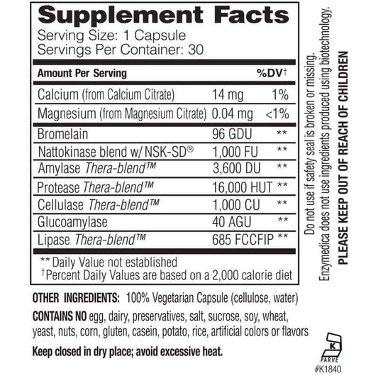 Enzymedica Natto K Nutrition Facts