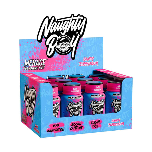 Naughty Boy Menace Shots Size: 12 x 60ml Flavour: Candy Bubblegum