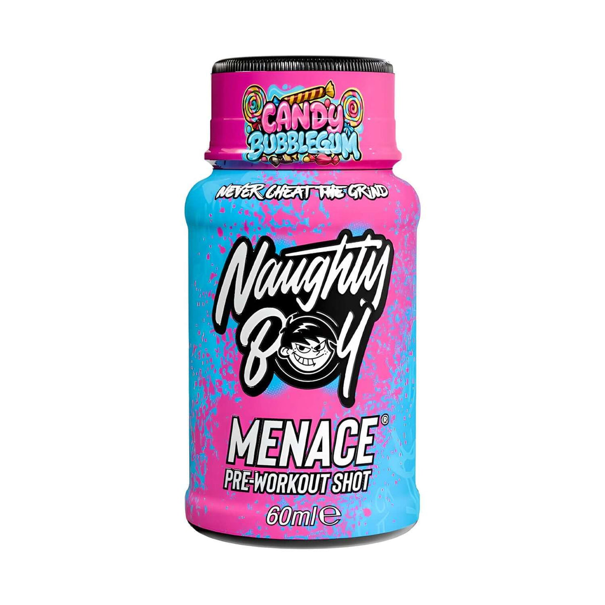Naughty Boy Menace Shots Size: 12 x 60ml Flavour: Candy Bubblegum
